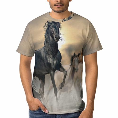 T-shirt graphique pour homme noir avec col rond et manches courtes pour un look quotidien