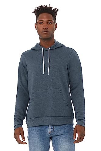 Bella Canvas mens 3719 Poly-Cotton Fleece Pullover Hoodie, Heather Navy, X-Large