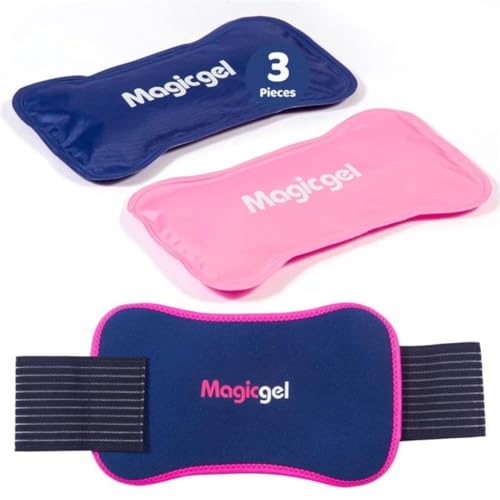 Magic Gel Poche de Glace en Gel avec Sangle - 28x14cm Lot de 2 - Poches de Froid pour Genou & Cheville - Compresse à Glace Froide Versatile - Vessie de Froid...