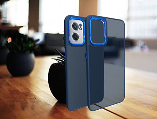 Image of A rtistque Frosted Translucent Back Cover Case for Oneplus Nord CE 2 5G | Electroplated Chrome Ring | Raised Camera Edges for Protection | Smooth Sides TPU - Blue