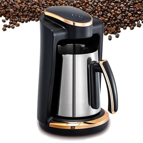 Cafetera Turca de 550W, Máquina de Café Eléctrica de 250ML con Control Táctil, Taza de Plástico/Acero Inoxidable con Apagado Automático para Bebidas Calientes en el Hogar y la Ofi Stainless Steel Cup