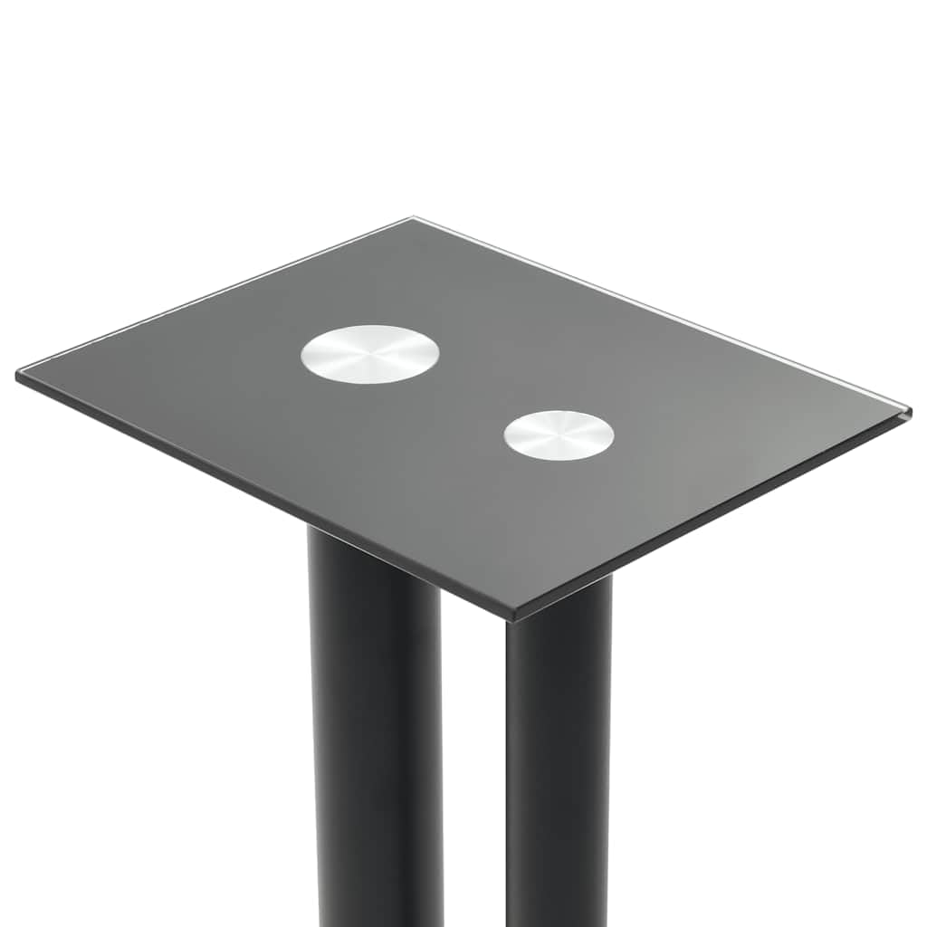 vidaXL Support Haut-Parleur 2pc Verre trempé Design 2 colonnes Noir