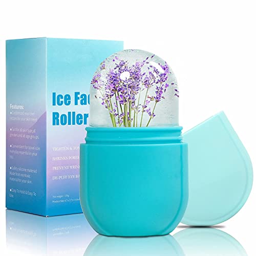 Ice Roller for SILENCIO Face Silicone Ice Facial Roller for Eyes Neck Skin Care Naturally Tone and Tighten Skin Contour Cube Ice Facial Roller De Puff Eye Bags Healthy Glow Enhance Skin Elasticity