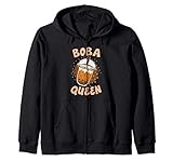 Funny Pearl Milk Bubble Tea Lover Tapioca Balls Boba Queen Zip Hoodie