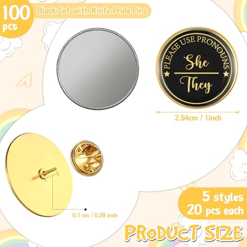 100 Pcs Pronoun Pins Gender Identity Pins Pride They Them She Her LGBTQ Bisexual Pansexual Lesbian Trans Pin for Pride Parade Festivals Shirts Clothes2