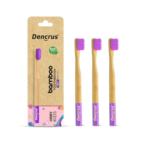Image of Orby Kids Bamboo Toothbrush for Kids (Pack of 3) | Natural & Eco Friendly Oral Care | Soft Bristles Toothbrush for Toddler & Kid Dental Care | Organic Bamboo Handle - Lavender