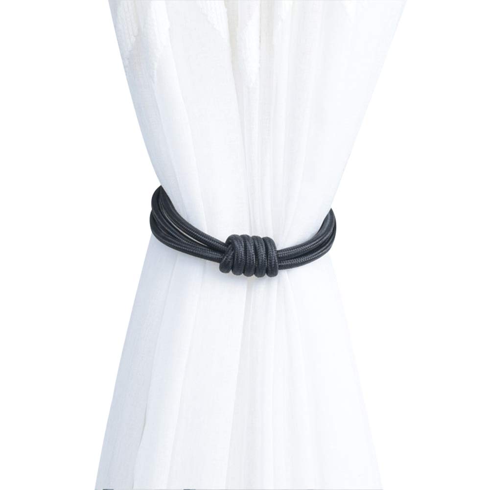 Luo-401XX Curtain Tiebacks, Elegant Design Magnetic Curtain Buckle Holder Holdback Clip for Window Bedroom Decor Black