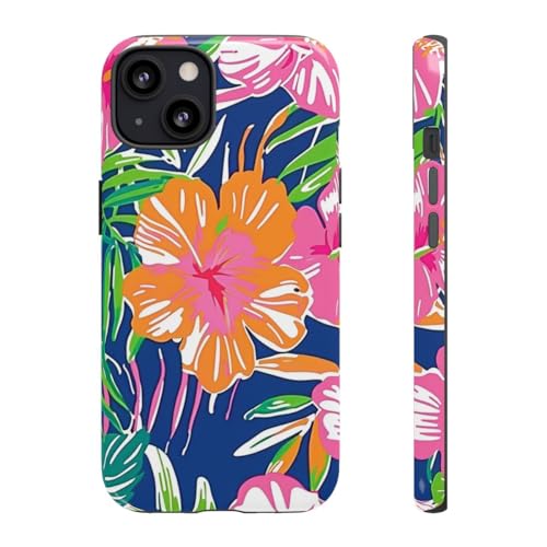 Coque rigide brillante iPhone 13 tropicale pour protéger des chocs avec style