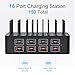 150W/35A Charging Station for Multiple Devices, 16 Port USB C Fast Charging Station with Adjustable Dividers - Organizer Charging Dock for Smartphone, iPad, Kindle, Tablet & More