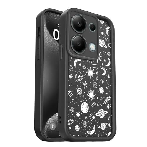 PanXCase Funda para Xiaomi Redmi Note 13 Pro 4G / Poco M6 Pro - Carcasa Silicona Delgada Suave Ligera Elegante Diseño, Protección Cámara Antichoque Antiarañazos Cover (Black,Planets)