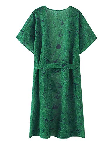 Kimonos for Women Boho Style with Belts Open Front Beach Cover-Ups Chiffon Jacket Resort Wear Beach Wear (Green, Medium)