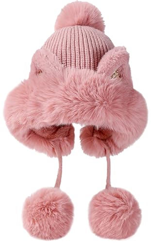 Bonnet péruvien tricoté main avec pompon fourrure pour femme élégante