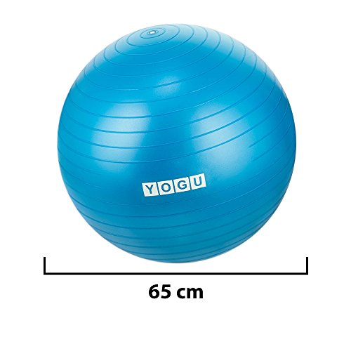 Yogu Stability Exercise Ball 65cm Yoga Balance Ball Birthing Ball with Air Pump Anti-Slip & Anti-Burst Supports 2000lbs Great for Yoga Pilates Abdominal Workout Fitness Ball and Office Chair