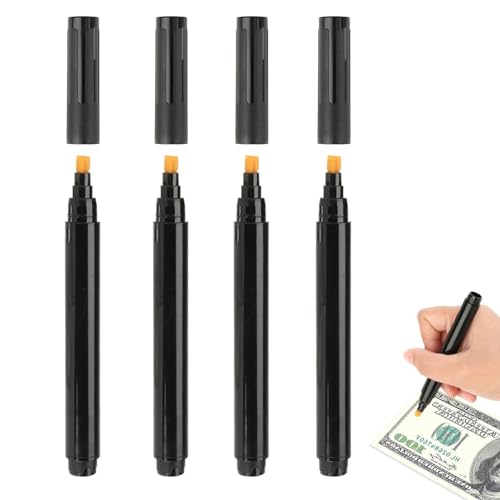 4 Pcs Money Checker Pen Counterfeit Money Detector Pen for Fake Money Bill Detection Fake Forged Note Money Cash Note (Black)