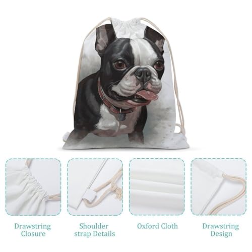 Boston Terrier Drawstring Backpack Gym Bag Lightweight Sackpack Gift for Hiking Travel Beach Shopping4