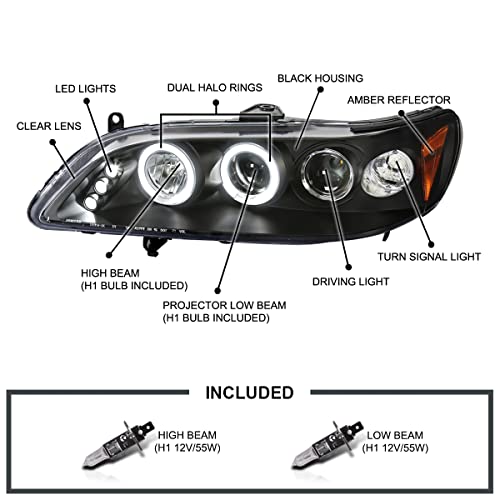 SPEC-D Projector Headlights for 1998-2002 Honda Accord Black Housing - Image 4