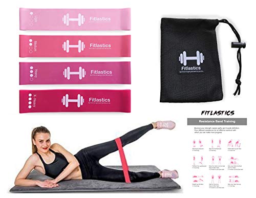 Image of Resistance Loop Bands Set of 4 (Light, Medium, Heavy, X-Heavy) - Premium Latex Exercise Bands for Yoga, Workout, Strength Training, Home Gym Fitness Bands for Men & Women