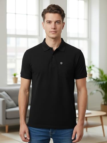 Image of Lux Cozi Men's Cotton Blend Polo T-Shirt with Chest Pocket | Collar T-Shirts for Men | Half Sleeves | Plain - Regular Fit (Pack of 1)