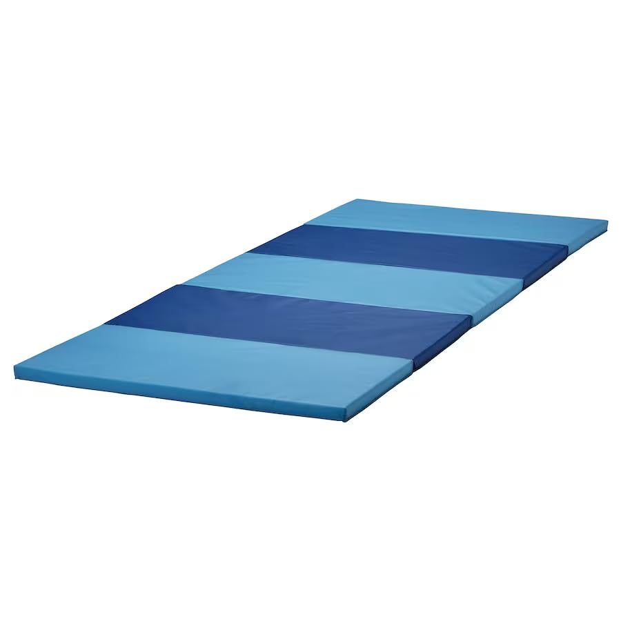 Folding Gym Mat, Thick Exercise Mat, Non-Slip Portable Floor Mat for Yoga, Home Workouts, Lightweight & Easy to Fold for Storage, Blue, 30.75 x 72.88 inches
