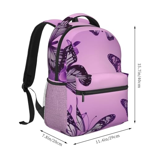 Casual Backpack for Women Men Many Purple Butterfly Lightweight Daypack Large Capacity Nurse Bag2