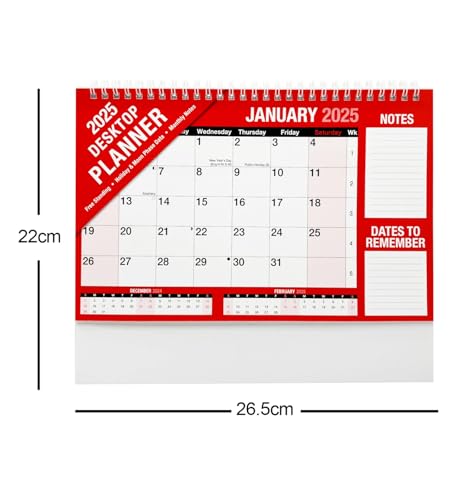 PaulStore 2026 Month To View Desktop Planner Red And White Calendar For Home Office And School Use - Cosy Home Interiors PaulStore 2026 Month To View Desktop Planner Red And White Calendar For Home Office And School Use - Image 2