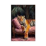 Poster mit Tiger-Motiv auf dem Sofa, Leinwand-Poster, 