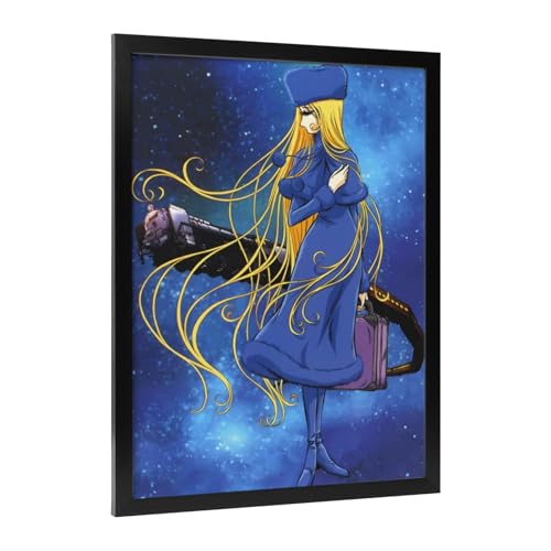 銀河鉄道999 松本零士 アートパネル アートフレーム アートポスター アートボード ポスター 玄関 壁画 壁掛け 壁アート 壁飾り 掛け物 部屋飾り 飾り絵 絵 絵画 油絵 ソファの背景画 額縁付きの完成品 新築祝い 贈り物 (黒枠30x40cm)