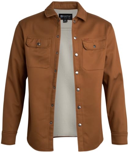 Matix Men's Button Down Shirt Jacket - Cozy Sherpa Lined Collared Shirt