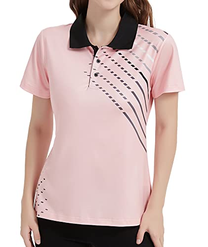 Little Beauty Women's Golf Polo T Shirts Short Sleeve Collared Lightweight Athletic Print Tennis Casual T-Shirts Pink Large #TOP16