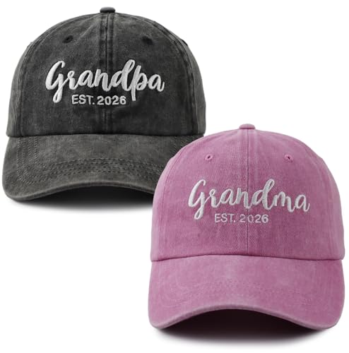 Grandma and Grandpa Gifts 2026 New Grandma Grandpa Hat First Time Grandparent Baseball Cap Fathers Mothers Day Birthday Gifts for Grandparents