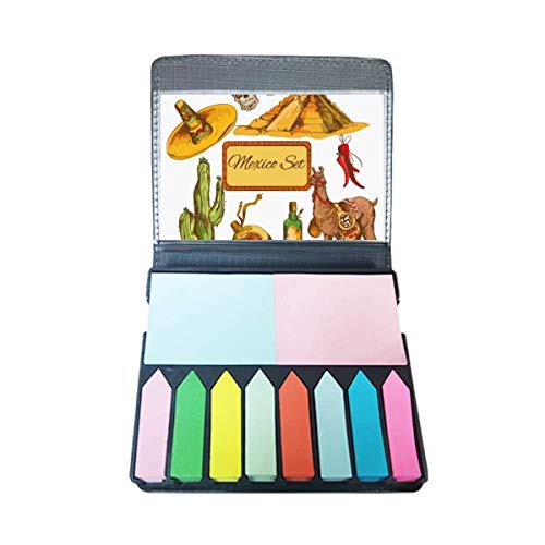 Autocollant note Mexique avec marqueur page pyramide cactus
