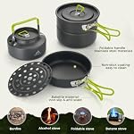THTYBROS Aluminum Camping Pots Pans Outdoor Steamer Cookware Mess Kit - Image 4