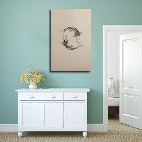 Toile decoration Japandi carpe koi affiche de qualite 30x45 cm