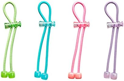 Pulleez Sliding Ponytail Holder, Set of 4 - Acrylic Charms - Lime/Sky/Pink/Lavender Elastic Hair Ties