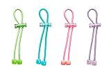 Pulleez Sliding Ponytail Holder, Set of 4 - Acrylic Charms - Lime/Sky/Pink/Lavender Elastic Hair Tie