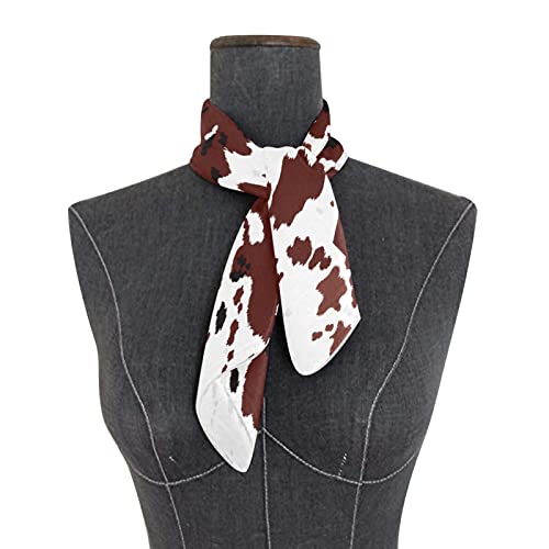 OTVEE Brown Animal Cow Print Bandana, 23.6 inch Satin Square Scarf Headband Kerchief for Women3