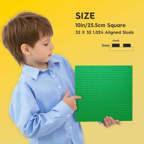 Image of Pokiiulk Classic Baseplates 4pcs 10 inchx10 inch, Perfect STEM Gift, Green