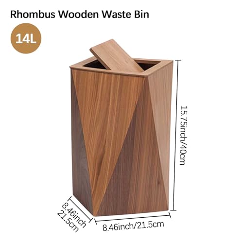 Caneca moderna de madera con tapa batiente 14 litros miniatura 2