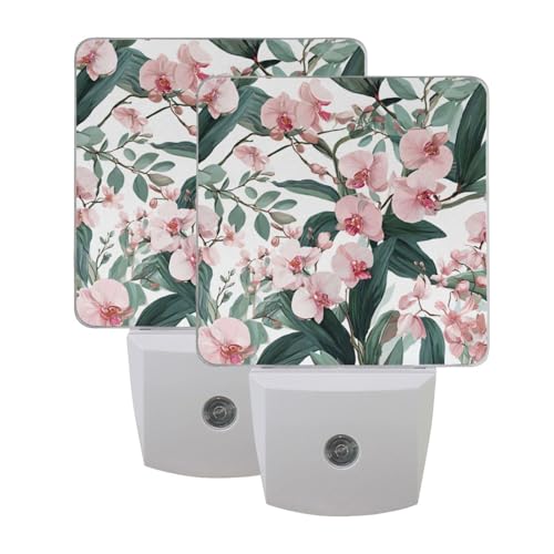 Luz nocturna led con sensor de luz rosa orquídea miniatura 1