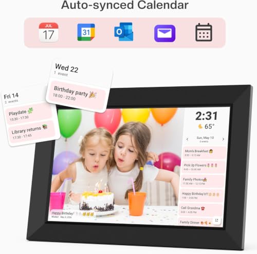 Image of XElectron 10.1 inch WiFi Digital Photo Frame with Slideshow, Video & Sound HD IPS Touch Screen, Smart Cloud Picture Frame with 32GB Internal Memory, Easy to Share via Frameo App Auto-Rotate