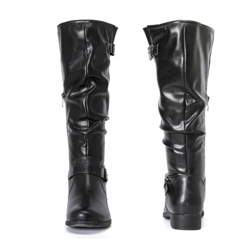 Image of Luoika Women's Extra Wide Calf Knee-High Boots | Wide Width, Round Toe, Plus Size, Slouchy Boots, Low Heel, Winter Boots.