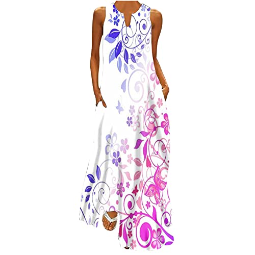 Womens Sleeveless Dresses Floral Dresses for Women V Neck Beach Hawaiian Maxi Long Summer Fall Dresses 2024