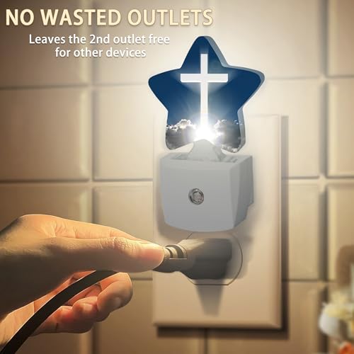 Image of Cross Heaven Plug-in Night Light with Dusk-to-Dawn Sensor for Bedroom,Bathroom and Living Room Sleep Friendly lamp for Women /Girls /Boys Gift,0.5W