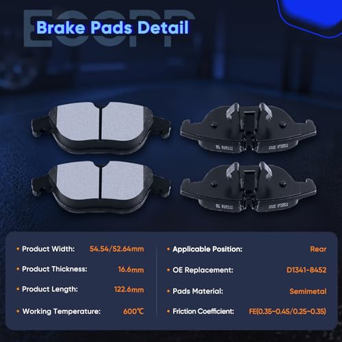 Image of ECCPP D1406 D1341 Ceramic Disc Brake Pads Kits For Mercedes-Benz For GLK350 | 2010 2011 2012 2013 2014 2015,For Mercedes-Benz For GLK250 2013 2014 2015;8pcs Front Rear Disc Brake Pads Kits;w /Hardware