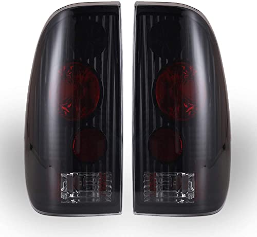 ROXX Tail Light Assembly Compatible with 1997 1998 1999 2000 2001 2002 2003 Ford F-150 F-250  F-350 Driver and Passenger Side L: F85Z13405CA R: F85Z13404CA L: FO2800117 R: FO2801117 SMOKED LENS