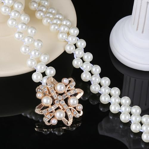 Rhinestone Pearl Waist Belt Luxury Gold Elastic Belt Dress Crystal Waist Strap, Crystal Flower Pearl Waistband for Women and Girls2