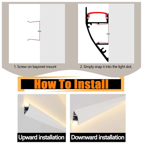 Canal difusor LED para iluminación de cala en techos de dormitorios y salones modernos 5