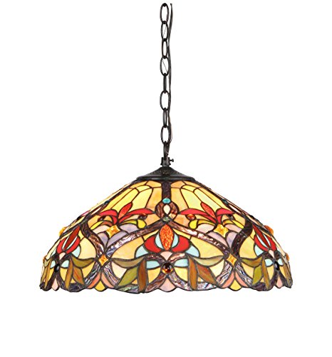 Chloe Lighting CH33352VR18-DH2 Tiffany-Style Victorian 2 Light Ceiling Pendant Fixture 18-Inch Shade, Multi-Colored