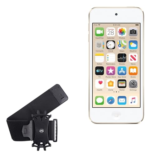 BoxWave Holster Compatible with Apple iPod Touch (7th Gen 2019) - ActiveStretch Sport Armband, Adjustable Armband for Workout and Running - Jet Black