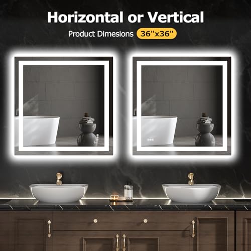 Image of Hivone 36 inchX36 inch LED Bathroom Mirror with Lights, UL Listed